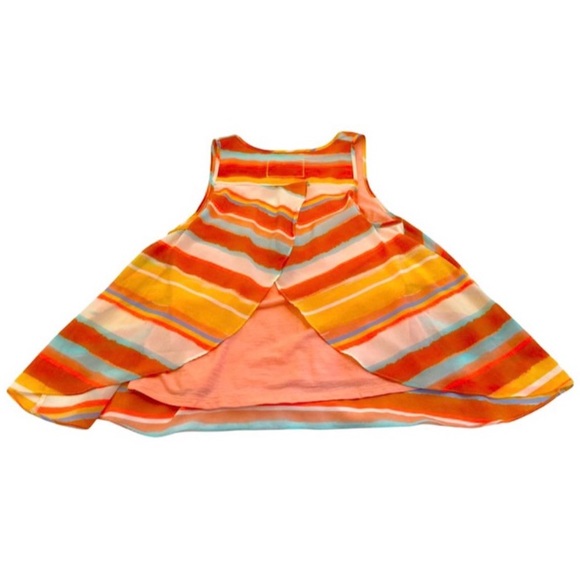 Anthropologie Meadow Rue Orange Merlon Striped Open Back Top, Size Petite Small - Picture 7 of 13